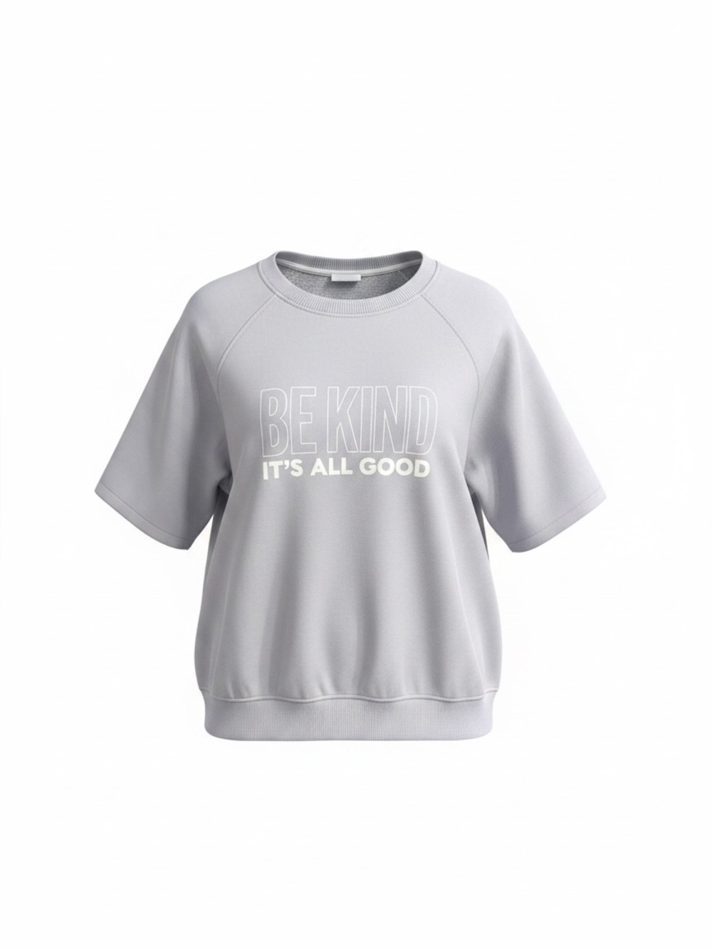 H&M Light Gray Cotton Crewneck Short Sleeve Sweatshirt - Be Kind - It’s All Good